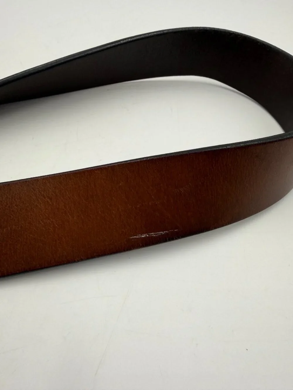 Bison Brown Leather Belt Size 38 Silver Buckle 1 3/8